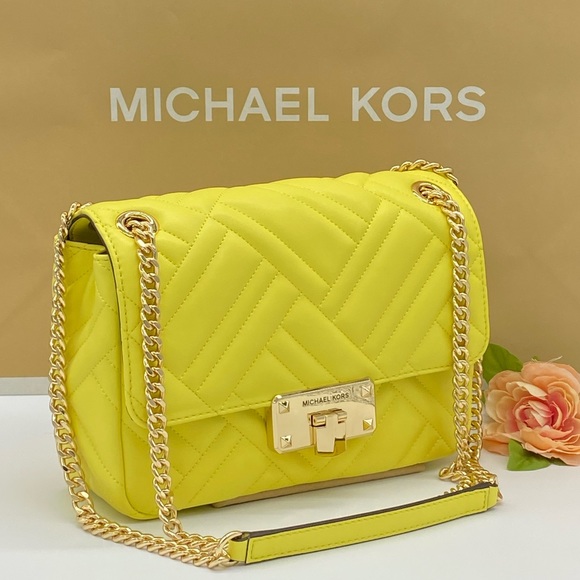 Michael Kors Handbags - MICHAEL KORS PEYTON MEDIUM SHOULDER FLAP  SUNSHINE